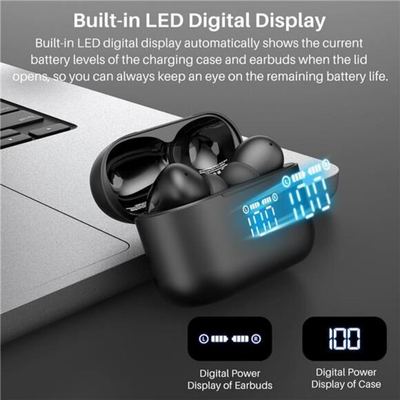 Wireless Bluetooth Earbuds Noise Cancelling Waterproof with Charging Case LED - Picture 3 of 7